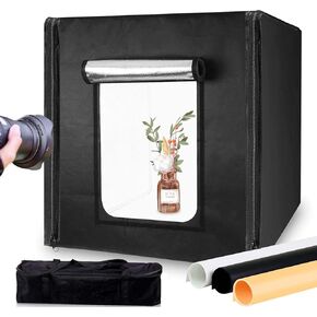 REFLEX CAMERA Professional 70×70×70cm (27.6×27.6×27.6in) LED Light Box, 192 LED Beads 5500K, Foldable Shooting Tent with 3 PVC Backdrops, Portable Photography Softbox (70×70×70cm (27.6×27.6×27.6in))