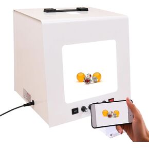 Mini Photo Studio Tent Jewelry Light Box Kit, Portable Small Home Photography Studio Light Box Booth Shooting Tent with Speed-Adjustable Electric Turntable,20cm