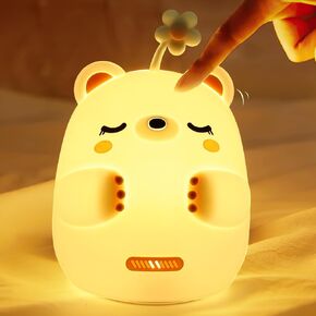 SHANGSKY Night Light Cute Baby Lights, Nursery Breastfeeding Light for Babyroom, USB Touch Silicone Bear Bedside Lamp for Kids, 2 Color Temperature and 4 Brightness Levels