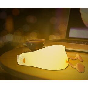 Duck Night Light, Cute Lying Flat Duck Lamp, Squishy Animal Nursery Nightlight, Rechargeable Dimmable Cute LED Lamp, Silicone Touch Light Funny Office Desk Decor for Woman and Kids