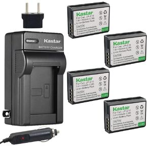 تعمل Kastar Battery (4 عبوات) ومجموعة الشاحن لـ Canon LP-E10 ، LC-E10 مع Canon EOS Rebel T5 ، EOS Rebel T3 ، EOS KISS X50 ، EOS KISS X70 ، EOS 1200D ، EOS 1100D DSLR Cameras