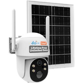 MOES 4G LTE Cellular Solar Security Camera, Lifetime Free Unlimited Data 2K Wireless Outdoor Surveillance, Color Night Vision, AI Tracking PIR Motion Sensor,Built-in VSIM Card, 32GB Storage