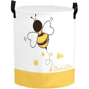 Personalized Laundry Basket Hamper,Floral Deer Pink,Collapsible Storage Baskets with Handles for Kids Room,Clothes, Nursery Decor