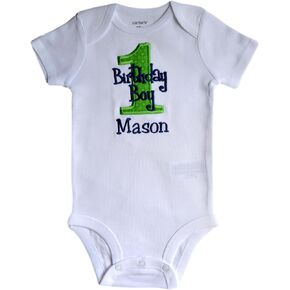 Funny Girl Designs Embroidered First Birthday Year 1 Bodysuit for Baby Boys with Your Custom Name