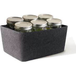 The Sculpted Wide Bin Storage Bin Felt Storage Basket Drawer Organizer Bins Box Toy Pet Books Clothes Closet Cabinet Bathroom, Pantry, Kitchen 12 x 9 x 6 (Stone, Oatmeal)