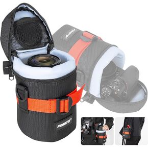 FOMITO Camera Lens Case Pouch Bag for Canon EF-S 17-55mm/17-85mm,EF 35mm f2, Nikon AF-S 18-200mm/18-105mm/18-300mm, Fujifilm XF 56mm f1.2 R & More Lens Below 3.94" x 6.1"(D x L) - Black M size