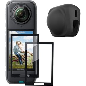 حامي الشاشة لـ Insta360 x5/x4 [2 Pack] + Insta 360 X5/X4 Cap ، فيلم عرض LCD الزجاجي المقسّر لـ Insta 360 X5/Insta 360 X4 ، و Ultra HD ، 9H صلابة ، مقاومة للخدش