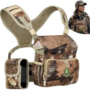 Silent Binocular Harness Chest Pack for Women with Rangefinder Pouch, Bino Harness with Rain Cover for Female