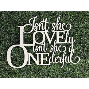 Isnt She Lovely isnt She Onederful Sign for 1st Birthday Backdrop Decorations,First birthday Wooden Banner for Little Girl Onederful Party,Newborn Onderful Birthday Girl