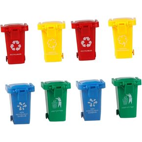 Educational Kids' Mini Trash Can Push Trash Lid Plastic Recycling Bin for Children