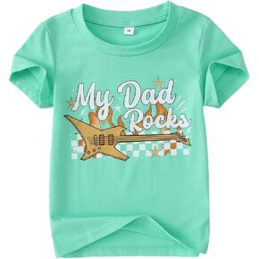 My Dad Rocks Shirt Toddler Baby Boys Fathers Day T-Shirt Kids Funny Cool Dad's Day Graphic Tee Short Sleeve Tops