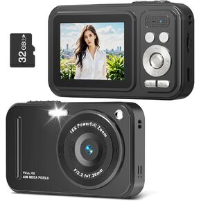 Digital Camera for Kids, WITYEAH 48MP FHD 1080P Point and Shoot Digital Cameras with 16X Zoom Anti-Shake, Compact Portable Cameras for Photography, for Boys Girls Teens Beginners