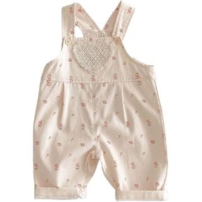 Baby Girls Floral Romper Infant Summer Cute Sleeveless Casual Tie-Up Strap Shorts Jumpsuit Toddler Cotton Baggy Overalls