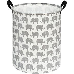 19.7" Round Kids Gift Basket Storage Laundry Hamper Baby Toys Nursery Bin with Handles,Storage Basket for Kids Room Bedroom Decor (Elephant)