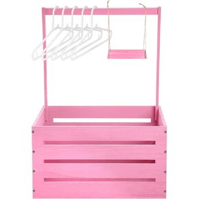 Wooden Baby Shower Crate Closet, Baby Storage Crate with Handle, Garland, Hangers, Butterfly Stickers - Welcome Gift Basket for Newborn Boys & Girls