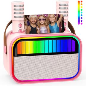 Karaoke Machine for Kids, Kids Toys for 3-12 Years Old Girls Birthday Presents, Portable Bluetooth Karaoke Speaker with 2 Microphones, Girls Gifts for Kid Party Christmas Birthday(Orange)
