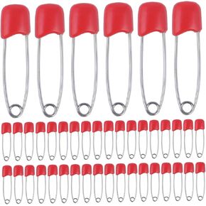 100Pcs Diaper Pins, 2 Inch Red Color Diaper Pins for Cloth Diapers, Lightweight Plastic & Metal Safety, Multi-Purpose Safety for Clothes, Burp Cloth