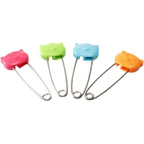 Artibetter Cute Baby Diaper Pins 4 Pack Safety Pins for Babies Cartoon Style Stainless Steel Safe Locks Easy to Use Random Color