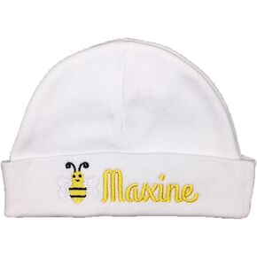 Ava's Miracles Personalized Baby hat with Embroidered Bumble bee for Infant, Newborn Baby or Preemie Baby