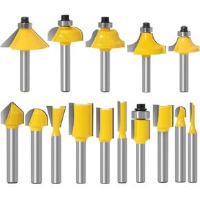 15pcs1/4inch Router Bit Set Trimming Straight Milling Cutter for Wood Bits Tungsten Carbide Cutting Woodworking(Tube)