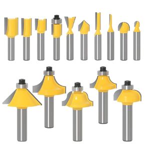 15pcs 8mm Shank Router Bit Set Trimming Straight Milling Cutter for Wood Bits Tungsten Carbide Cutting Woodworking(Tube)