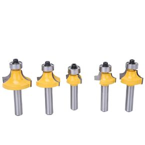 8mm Shank Round Over Router Bits Set of 5 | YG8 Alloy Woodworking Cutter for MDF / Solid Wood / Plywood | Heat Protective Coating for Smooth Chamfering & Rounding Borders
