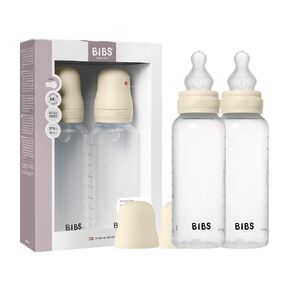 BIBS Baby Bottle 9 oz / 270 ml Silicone Nipple 2 Pack - Anti-Colic, BPA-Free, Round Nipple, Medium Flow, Lightweight & Easy to Clean, Suitable for Newborns 0+ Years - Ivory