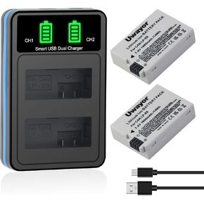 LP-E8 Battery 2 Pack and Dual USB Charger Compatible with Canon EOS Rebel T2i, T3i, T4i, T5i, EOS 550D, 600D, 650D, 700D, Kiss X4, Kiss X5, Kiss X6, X6i, X7i Cameras