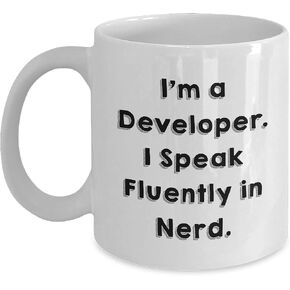 Funny I'm A Developer I Speak Fluently In genius Birthday Unique Gift for Developer White Coffee Mug, White Coffee Mug 11oz 15oz Capacity