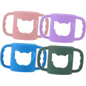 Cabilock Water Bottle Carabiner Handles 4 Pack Silicone Milk Bottle Grip Ergonomic for Little Hands Dishwasher Safe Soft Comfortable