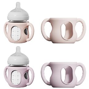 4 Pack Silicone Sleeves for Avent Natural Glass Bottles, Anti Breakage Bottle Holder with Handle, Compatible Philips Avent Glass Natural Bottle 4 oz, Not for Infant Use