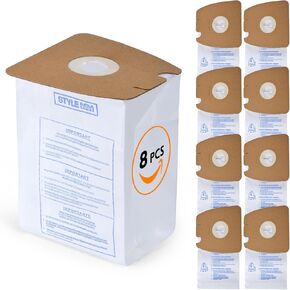 8-Pack Style MM Vacuum Bags for Eureka Mighty Mite 3670 & 3680 Canister Vacuums – Replaces Parts 60295, 60295A, 60295B, 60295C, 60296 & 60297A – Effective Filtration
