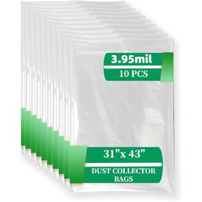709563 Dust Collector Bags Clear Plastic for JET Lower Dust Collection DC-1100VX, DC-1200VX Central Machinery Dust Collectors Bag Diameter 20" 10 Pack