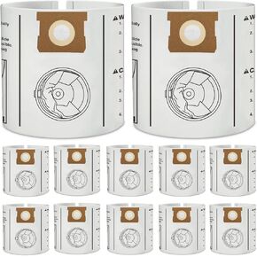 12 Pack VF3503 Shop Vac Bags for Rigid 6 to 9 Gallon Wet/Dry Vacuums, Size b High Efficiency Dust Collection Filter Bags