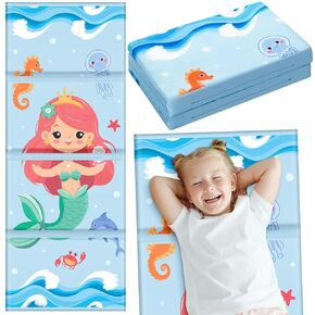 Shellwei Vinyl Nap Mat for Kids Preschool Daycare 52 x 20 x 1'' Kids Sleeping Folding Rest Mat for Toddler Boys Girls Baby Classroom Home Travel(Pink Bow)