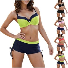 Womens Swim Suits with Shorts Two Piece Sets Push Up Top High Waist Full Coverage Bottoms Beachwear Swimsuits