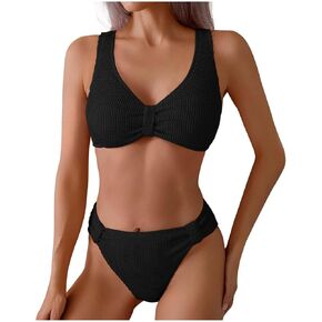 Womens Bikini Sets Two Piece Swimsuits Twist Kont Front Ruched Tanks Low Rise Bottoms Bikini Beachwear Swimwears