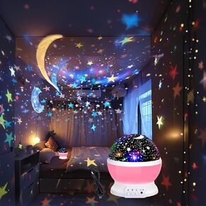 360 Degree Star Moon Projector, Children's Room Starlight Night Light Projector, Suitable as a Gift for Girls and Boys Aged 2-9 (Blue)