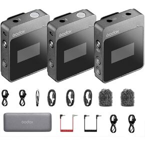 GODOX MoveLink M2 2.4G Wireless Lavalier Microphone, 50m Transmission Range with 2 Transmitter 1 Receiver for Vlog, Live Broadcast, Documentaries, Interviews and Many Other Scenarios