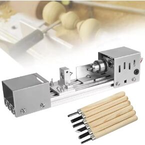 1000W Micro Bead Lathe, Lathe Woodworking Machine, Aluminum Alloy Bottom Plate, Acrylic/iron Hood, 0.6-6mm Clamping Range, 180mm Clamping Length, for polishing beads,pearl, jade, plastic ﻿