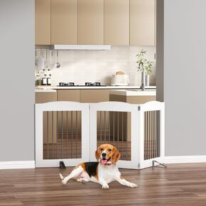 Free Standing Dog Gate,3 Panel Foldable Dog Fences Indoor, Pet Gate for Stairs,Doorways 24" Height