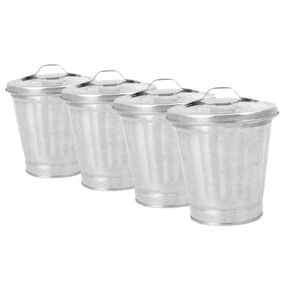 Cartoon Style Mini Trash Can 4 Pieces Small Garbage Bin with Lid Desk Waste Receptacle Perfect for Home Office