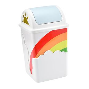 1pc Creative Rainbow Waste Can Adorable Chic Rubbish Holder for Home Office Bathroom Bedroom Design Washable and Reusable Versatile Trash Bin for Daily Convenience