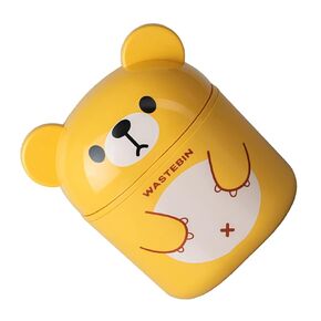 Mini Flipping Waste Can Cute Bear Desktop Trash Bin for Garbage Stationery More Material Easy to Clean Stable Design for Home Office Use