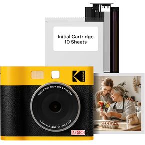 Kodak Mini Shot 4 Era 4Pass 2-in-1 Camera وطابعة الصور (4x4) (أصفر ، كاميرا + 10 صفائح)