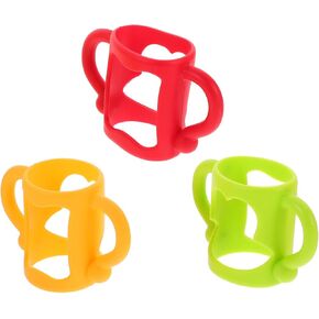 HANABASS Sturdy Safe Baby Bottle Handles 3 Pack Silicone Feeding Bottle Holders for Infants
