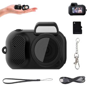 Zoomu Mini Camera Keychain, Zoomu - 1080P HD Retro Mini Camera with 8 Filters with 128G Card, The Worlds Smallest Portable Cameras, Professional-Grade Imaging, 100 Mins Battery Life (with 8G Card)