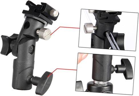 NUOBESTY 2PCS Metal Flash Stand Bracket with Umbrella Mount DSLR Camera Flash Holder Compatible with Standard Shoe Mount and Video LED Lights in Kuwait