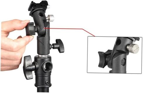 NUOBESTY 2PCS Metal Flash Stand Bracket with Umbrella Mount DSLR Camera Flash Holder Compatible with Standard Shoe Mount and Video LED Lights in Kuwait