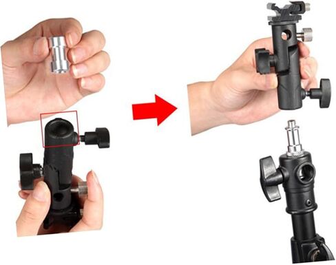 NUOBESTY 2PCS Metal Flash Stand Bracket with Umbrella Mount DSLR Camera Flash Holder Compatible with Standard Shoe Mount and Video LED Lights in Kuwait